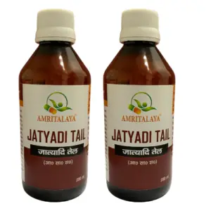 Amritalaya Jatyadi Tail | Ayurvedic Healing Oil for Wounds, Burns, Skin Care, & Piles Relief | Pack of 2 x 200ml | Powerful Herbal Antiseptic & Skin Repair Oil